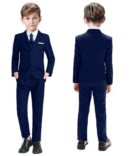 Image of Suit for Boy Formal Slim Fit Tuxedo 5 Pieces Kids Toddler Wedding Outfit Blazer Pants Vest Set Boys Suits
