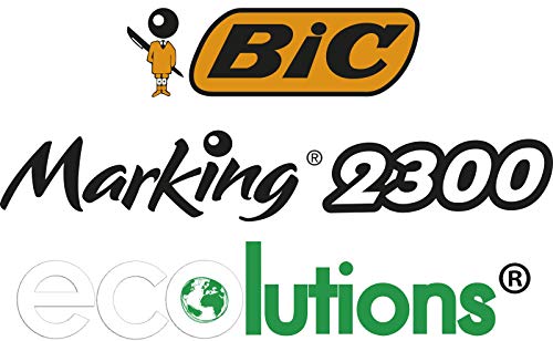 Marqueurs permanents BIC Marking 2300 ECOlutions pointe biseautée noire boîte de 36
