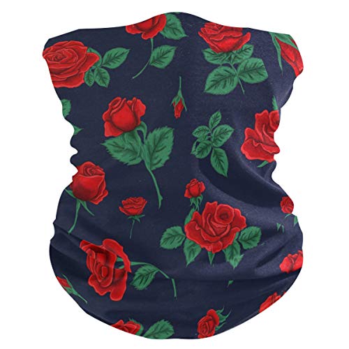MOYYO Red Rose Face Sun Dust Mask Bandanas Seamless Elastic Head Wrap Neck Gaiter Magic Scarf Headband for Festivals Running Cycling Indoor Outdoor Sport