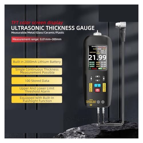 Medidor de Grosor de Pintura Digital Ultrasonico T7, Rango 0.01 a 300 mm para Metal y Tubos de Acero, Recargable miniatura 6
