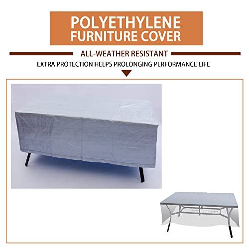 Sailary Outdoor Dining Table With Umbrella Hole, Modern Design Rectangle Patio Metal Table 60" X 38" #TOP6