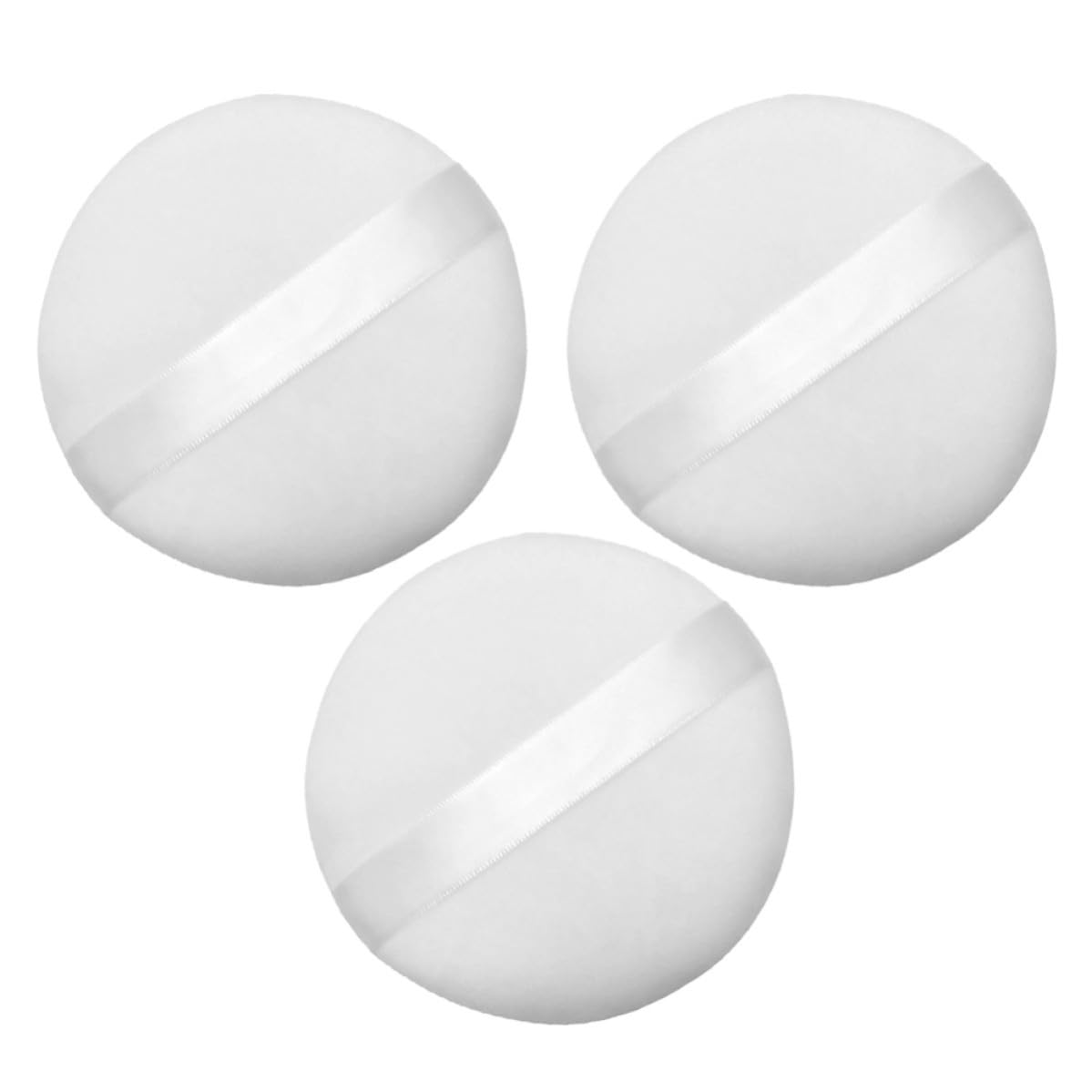 PRETYZOOM Powder Puff with Gentle Touch White 3 Pcs Cotton Velvet for Loose and Setting Powder Versatile Use for Home the Go Makeup Application
