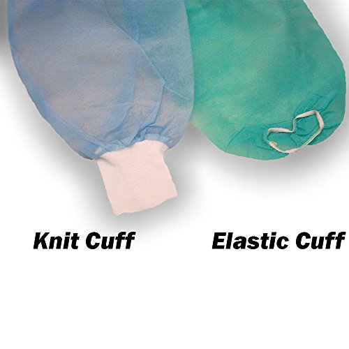 Dental Medical Latex Free Disposable Isolation Gowns Knit Cuff Non Woven | Fluid Resistant (50 Gowns / 5 Packs, White) - Thumbnail 2
