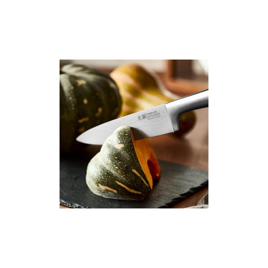 Cuisinepro-Damashiro-Knife-Block-Hiryu-10-Piece-Set-Premium-Japanese-Steel-Knife-Set-with-Acacia-Wood-Block-Tempered-Glass-Window-Damascus-Inspired-Blade Cuisine::pro Damashiro Knife Block (Hiryu, 10-Piece Set) - Premium Japanese Steel Knife Set with Acacia Wood Block & Tempered Glass Window - Damascus-Inspired Blade