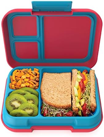 Bentgo® Pop - Bento-Style Lunch Box for Kids 8+ and Teens - Holds 5 Cups of Food with Removable Divider for 3-4 Compartments - Leak-Proof, Microwave/Dishwasher Safe, BPA-Free (Flame Red/Turquoise)