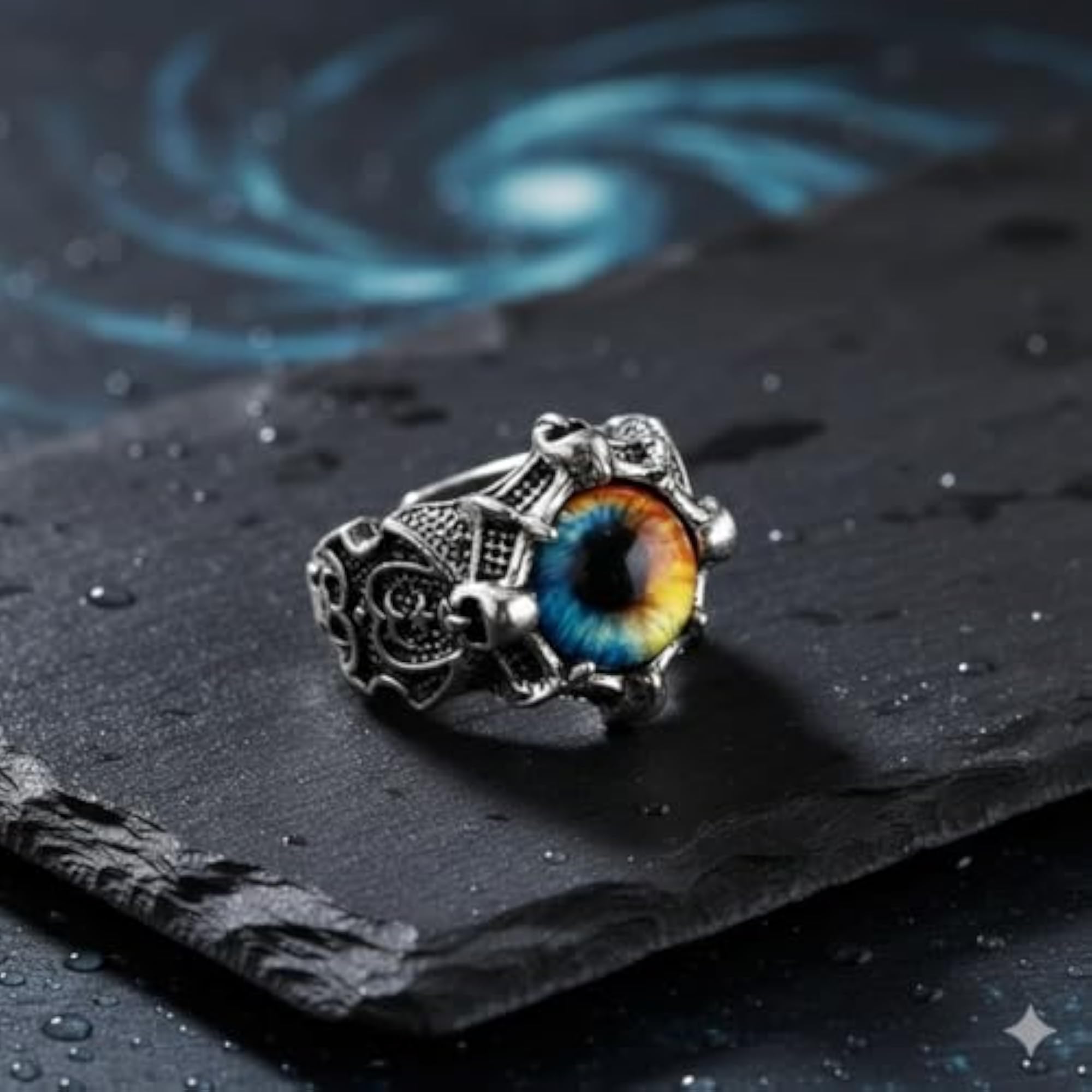 Gothic Dragon Skull Evil Eye Statement Ring