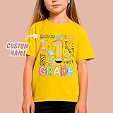 H-DEWALL Custom T Shirts with Name Custom Name and Grade Back to School Shirt Welcome Back to School Shirt Customized Shirts