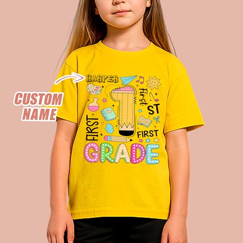 H-DEWALL Custom T Shirts with Name Custom Name and Grade Back to School Shirt Welcome Back to School Shirt Customized Shirts