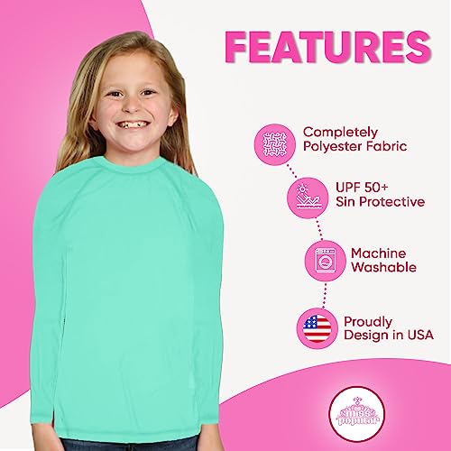 MISS POPULAR Girls 2-Pack UPF50+ Rash Guard Sun Swimming Long Sleeve Tee for Pool Beach Summer4