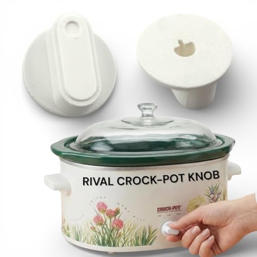 Slow Cooker Knob Replacement | White Control Dial Compatible with Crock-Pot and Rival | Adjustable Heat-Resistant Temperature Knob | Snap-On Install | 2-Pack