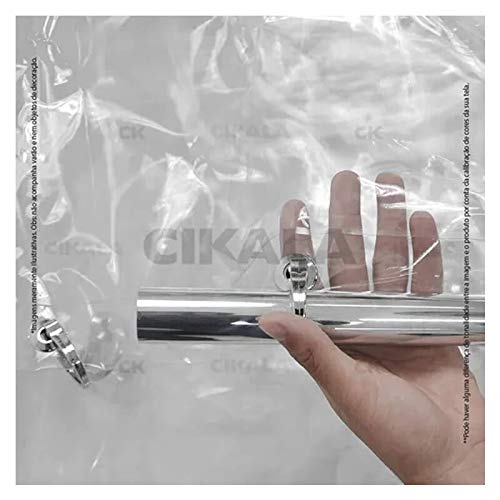 Cortina Box Banheiro Transparente + Presilhas 1,40x2,00 Mts