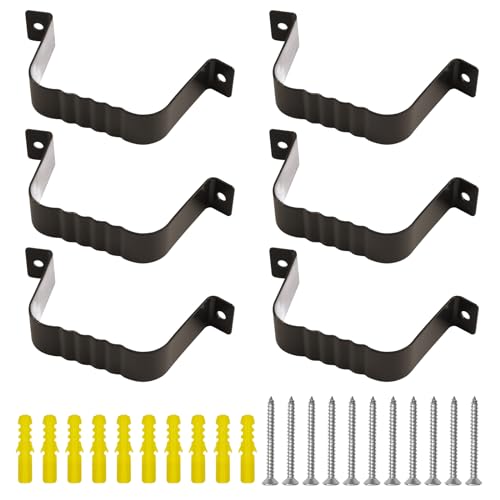 UFURMATE Downspout Straps, 6 Pcs Aluminium Alloy Downspout Gutter Adapter Square Downpipe Brackets Stand Off Downpipe Clips for Fixing 45 x 80 mm Downpipes (Brown)