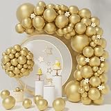 Metallic Gold Balloons 73Pcs Gold Balloon Garland Arch Kit 5/10/12/18 Inch Chrome Gold Balloons Diff