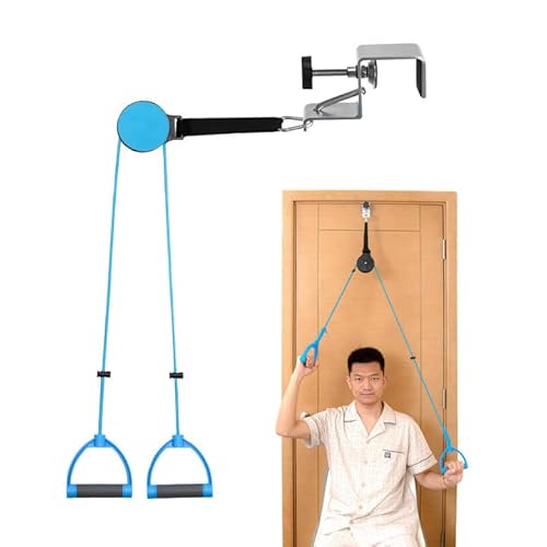 JFNoraiva Shoulder Pulley for Physical Therapy – Adjustable Metal Door Clamp​ and ​​Silent Large Pulley,Shoulder Pain Relief & Surgical Recovery Support（Blue）