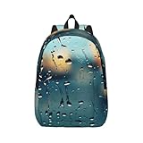 Mochila práctica de senderismo con estampado de gotas de lluvia en vidrio, para viajes, uso al aire libre, múltiples bolsillos, Negro, M