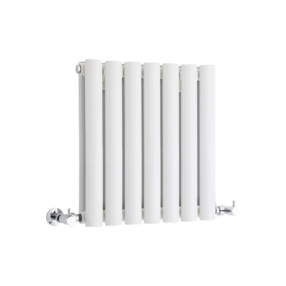 Milano Aruba White Horizontal Double Oval Panel Radiator - 400mm x 413mm