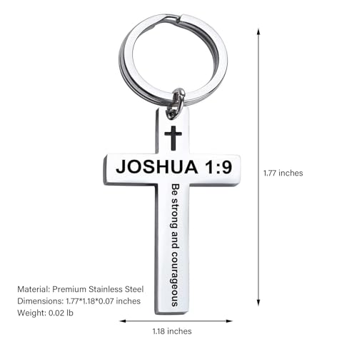 RevParts Avenue Chaveiro com cruz inspirador – Biblia versículo bíblico joias cristãs – chave da Bíb