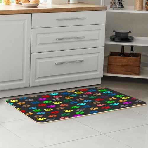 Tapete de cocina para pasillo y cuarto de lavado con estampado de huellas alegres 7