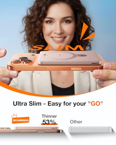 TORRAS EasyGo 0.45" Slim Magnetic Portable Charger Power Bank for iPhone, 5000mAh 22.5W Fast Charging Wireless Battery Pack Compatible with Magsafe, iPhone Air,Pro,Pro Max,17,16,15,14,13,12, Rose Gold