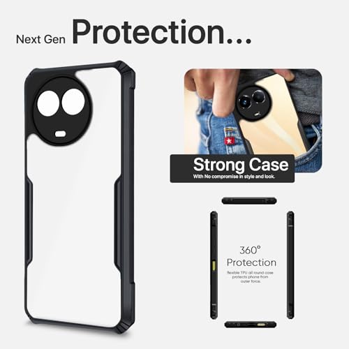 Image of Pikkme Realme 11 / 11X 5G / Narzo 60X 5G Back Cover | Crystal Clear Transparent Back | Ultra Hybrid | Full Camera Protection | Raised Edge | Bumper Back Case (Black)