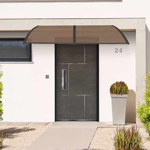 Miniatura 8 de Belfoyer Marquesina De Puerta Exterior Diy, Tejadillo Con Placa De Policarbonato Hueco Y Soportes Pp Con Extremos De Aluminio, Protección Contra Lluvia, Nieve Y Rayos Uv 80 120 Cm
