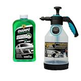 SPSIL Pack Lavado de Coche-Champú Concentrado pH Neutro con Espuma Activa Notas De Hierbas 1000ml + Pulverizador de Espuma 2L,Kit Completo para Limpieza Profesional en Coches y Motos