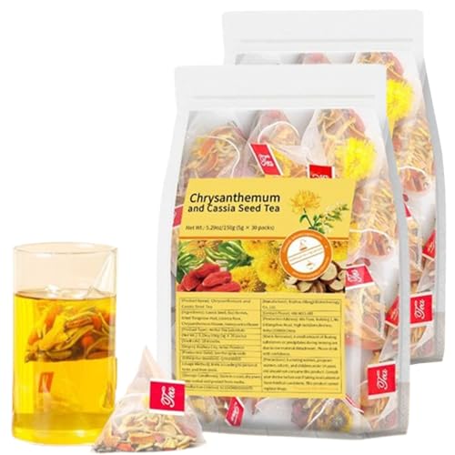 Chrysanthemum Cassia Seed Tea, Chicory and Gardenia Honeysuckle Liquorice Herbal Tea, 30 Individually Wrapped Bags (2pac)