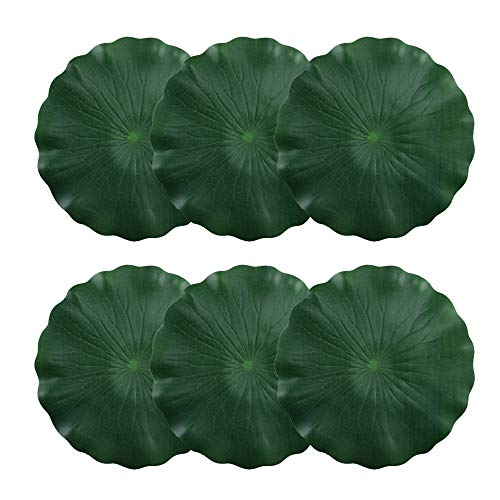 HO2NLE Artificial Pond Plant Floating Lilies Pad Realistic Non-Toxic Water Mat for Home Garden Patio Koi Pond Aquarium Swimming Pool Bird Baths Wedding Party Decor (30cm Pack of 6)