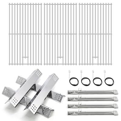 Adviace Replacement Parts for Monument Grill 35633 41847NG 24367 24633 17842, A0212926 Main Burner & A0212804 Cooking Grid & D010012307 Flame Tamer & Igniter for 35633 Monument Grill 4-Burner Grill