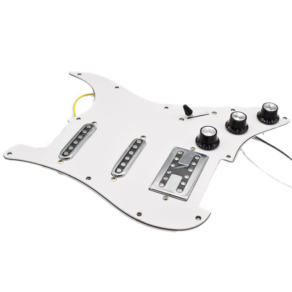 SSH załadowany wstępnie okablowany zestaw pickguard do gitary elektrycznej z 2T1V do gitary w stylu FD ST (biały)
