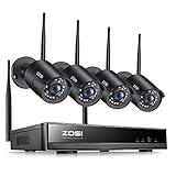 ZOSI 1080P Wireless Security Camera System, H.265+ 8 Channel 2MP CCTV NVR Recorder and 4pcs 1080P Auto Match WiFi IP Camera Outdoor Indoor,Night Vision,Motion Alert, Remote Access (No Hard Drive)