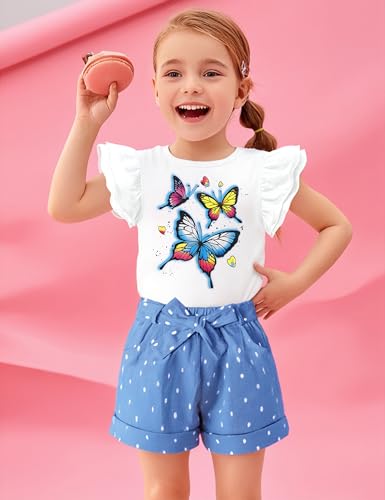 MIGU Toddler Girl Clothes Summer Girls Clothing Sets Girl Stuff T-shirt Shorts Headband 3pcs Sets Gifts…3