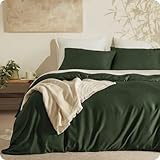 Bedsure 100% Organically Grown Bamboo Viscose Duvet Cover Set King Size | Cooling Bedding Set for Hot Sleepers | PureWoven Luxury Silky Soft | No Insert | 2 Pillow Shams (Olive Green, 104'x90')