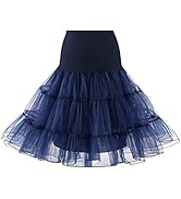 Verve Jelly Women's 50s Vintage Petticoat Knee Length Fluffy Underskirt Tutu Skirt Slip