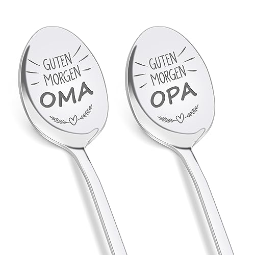 Tulolvae Muttertagsgeschenke Vatertagsgeschenk für Oma und Opa 2 Stück Kaffeelöffel Geburtstagsgeschenk für Beste Großeltern Weihnachtsgeschenke Ostergeschenke für Oma und Opa 19 CM