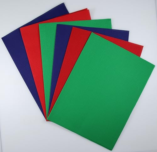 Image of KCS 6 pc of 12 inch x 18 inch(30cmx45cm) 14CT Counted Cotton Aida Cloth Cross Stitch Fabric (Red+Green+Royal Blue)