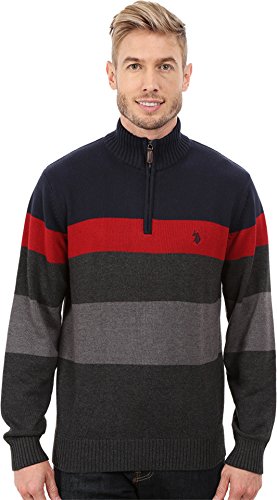 U.S. Polo Assn. Men's Striped Sweater with Sherpa-Lined Collar