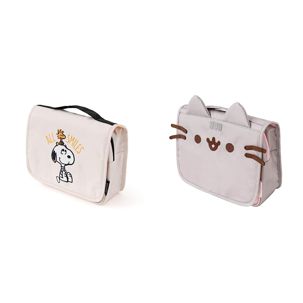 Beauty Case da Viaggio Snoopy | Necessaire da appendere con gancio girevole, 100% impermeabile & Beauty Case da Viaggio Pusheen | Necessaire da appendere con gancio girevole