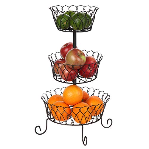 Carol Wright Gifts 3-Tier Wire Basket,Black,One Size Fits All