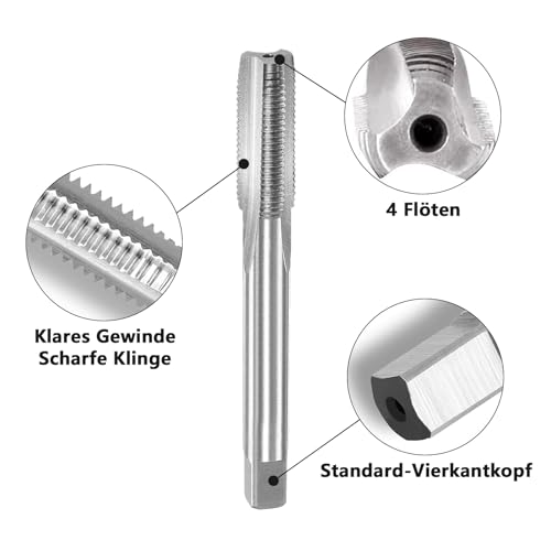 Gewindeschneid M14 x 1mm, HSS Gewindebohrer und Schneideisen Set, Rechtsgewinde Feingewinde Schneider, Gerade Geriffelt Gewindeschneider