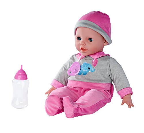 Simba 105140066 - Laura Interactiv, Weichkörperpuppe mit Schlafaugen, brabbelt bei Bewegung, trinkt von Flasche und schläft EIN, 40cm, Babypuppe ab 2 Jahre – Bild 3