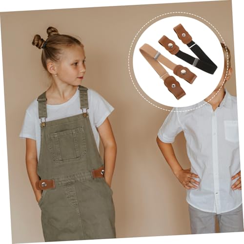 Healifty 2pcs Elastic Waist Belt for Stretchy Buckle Pants Belts for Boys and No Trace Design Comfortable Waistbands in Khaki and Black for Daily Wear and Special Occasions4