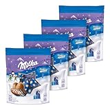 MILKA - Bonbons de Noël Milka Oreo - Chocolat au Lait du Pays Alpin Fourré Crème Confiseur au Lait et Éclats de Biscuit Cacaoté - Idée de Cadeau à Offrir et à Partager - 4 Sachets de 86g