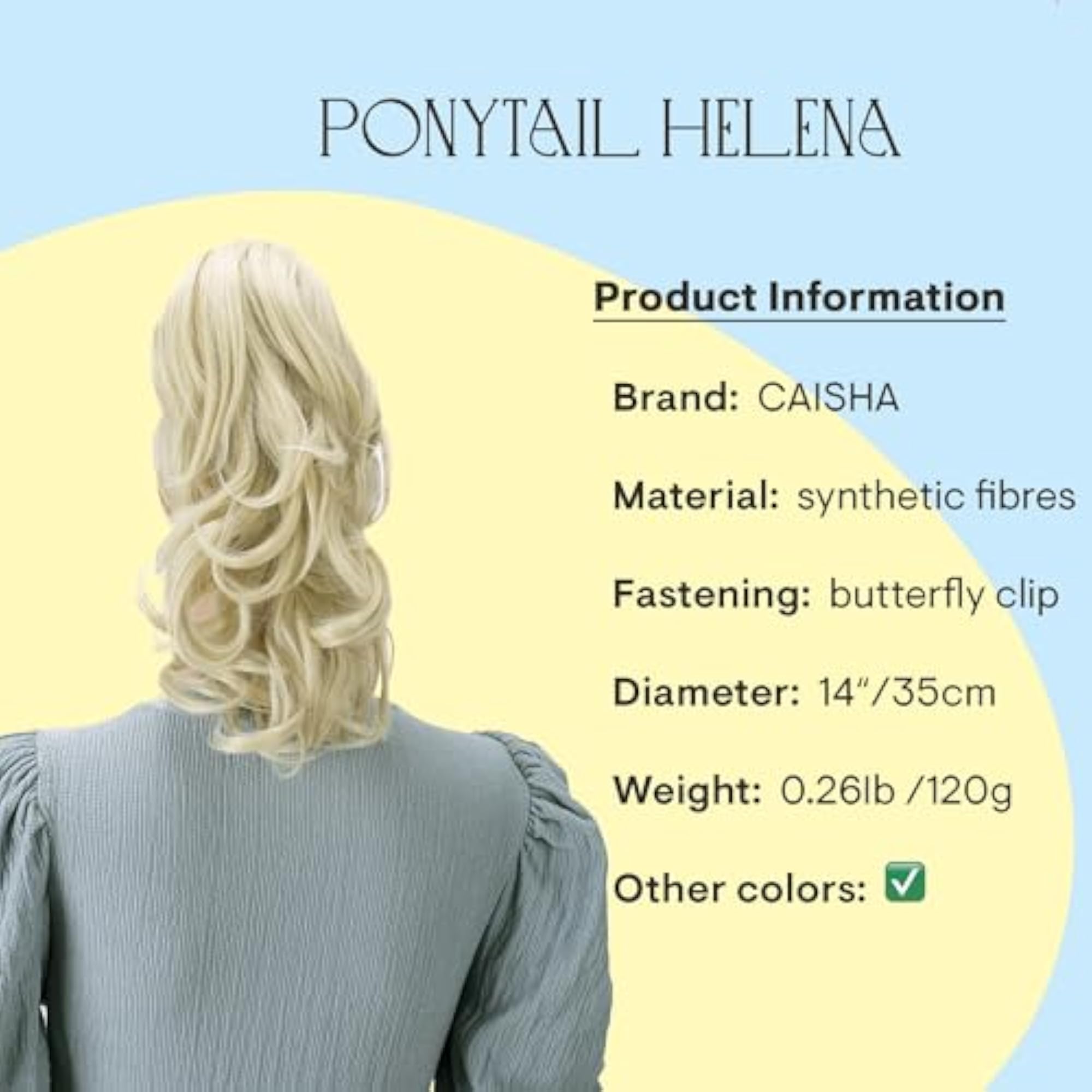 Women's Light Blonde Wavy Clip-On Ponytail Extension, 14"