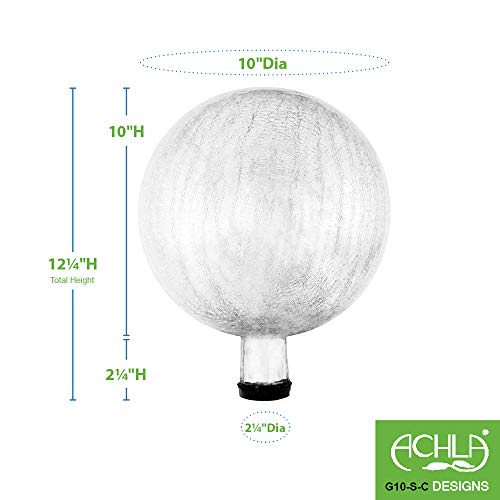 Achla Designs 10-Inch Crackle Gazing Globe Ball, Silver
