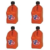 VP Racing Fuels Motorsport 5 Gallon Square Even-Density Plastic Utility Jug Orange (4 Pack). Close-T