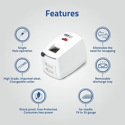 GLAB Electric Syringe Needle Destroyer Machine | Heavy-Duty Needle Burner & Cutter for Clinics, Hospitals & Labs | Fast Sterilization, Shockproof Body, Safe Biomedical Waste Disposal 2