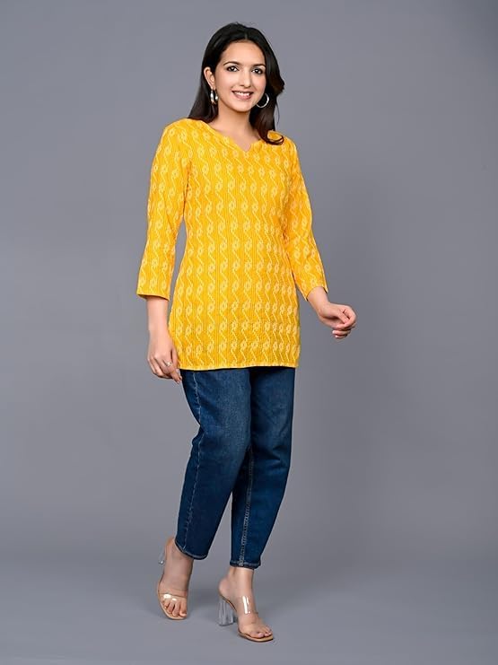 Women's Pure Cotton Embroidered Short Kurta Kurti - Image 2