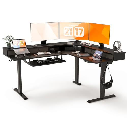 6% off - ExaDesk L Shaped Standing Desk with USB Charging Port & 4 Drawers,63 x 55 inch Electric Adjustable...