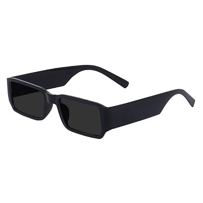 Creature MC stan Rectangle Retro Vintage Narrow Unisex Sunglasses Small Narrow Square Sun Glasses (SUN-089-BLK) (BLACK)